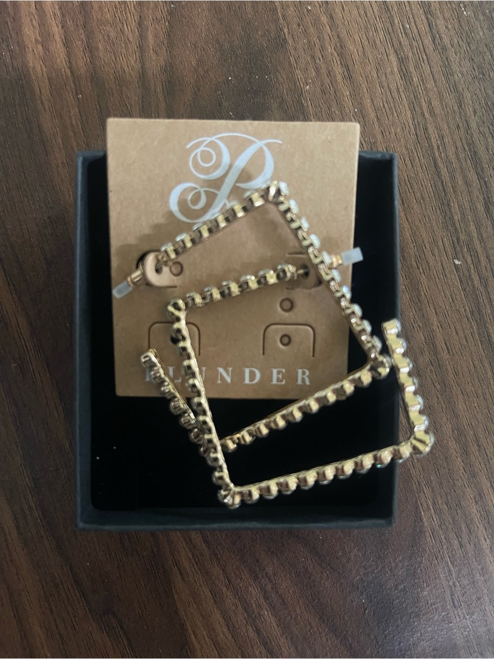 Plunder Gold-Tone Beaded Square Hoop Earrings